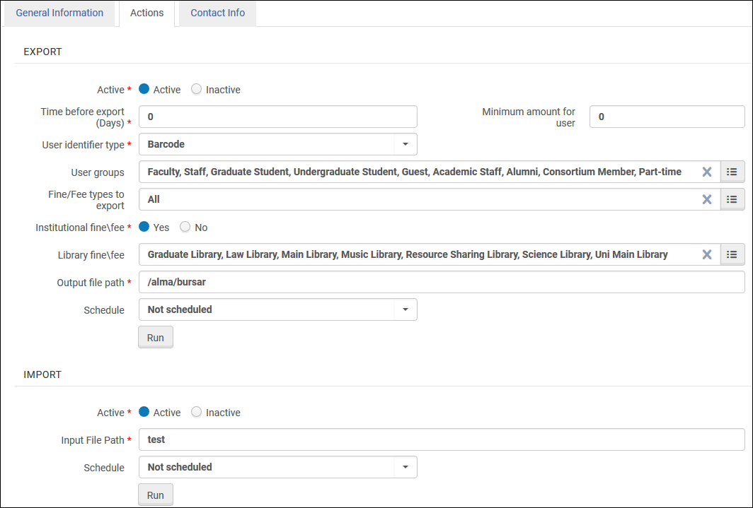 Bursar Integration Profile Wizard – Page 2